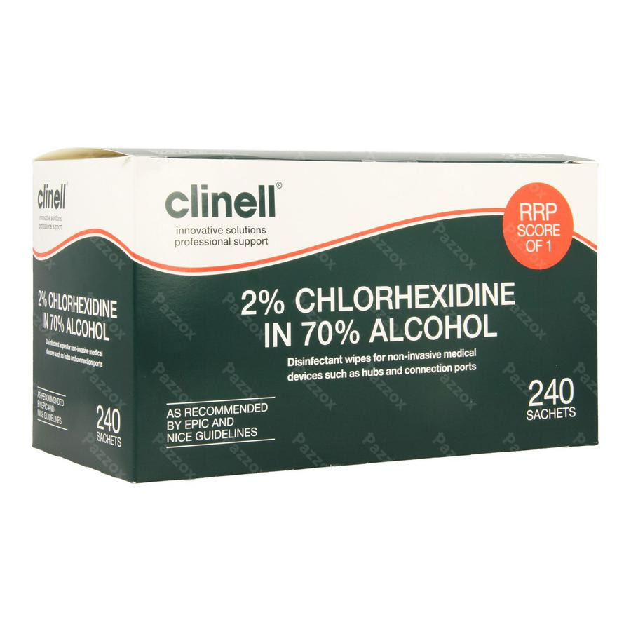 Woord Nachtvlek houten Clinell Alcoholdoekjes+2% Chloorhexidine 240 kopen - Pazzox