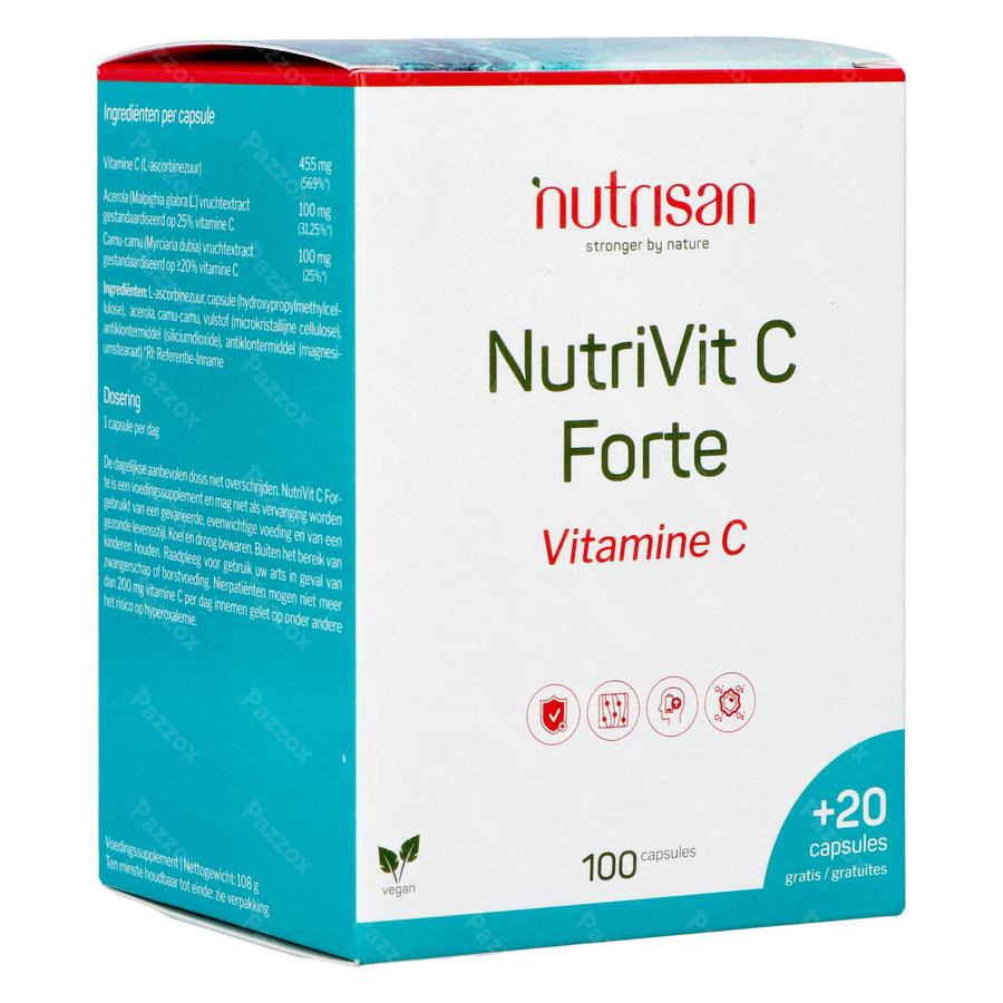 vreugde Hinder stapel Nutrisan Nutrivit C Forte V-Caps 100+20 Gratis kopen - Pazzox